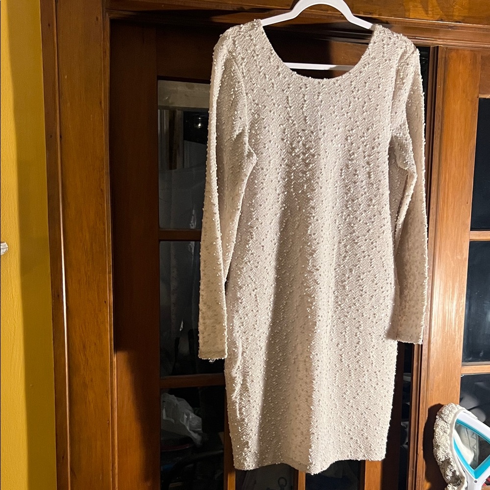Jennifer Lopez Cream Long Sleeve Dress